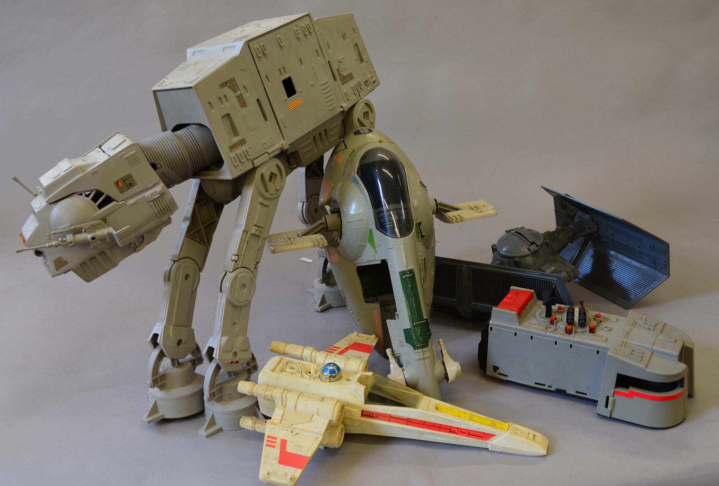 Kenner Star Wars vehicles: Slave I; X-wing; AT-AT; Darth Vader`s TIE Fighter; Imperial Troop