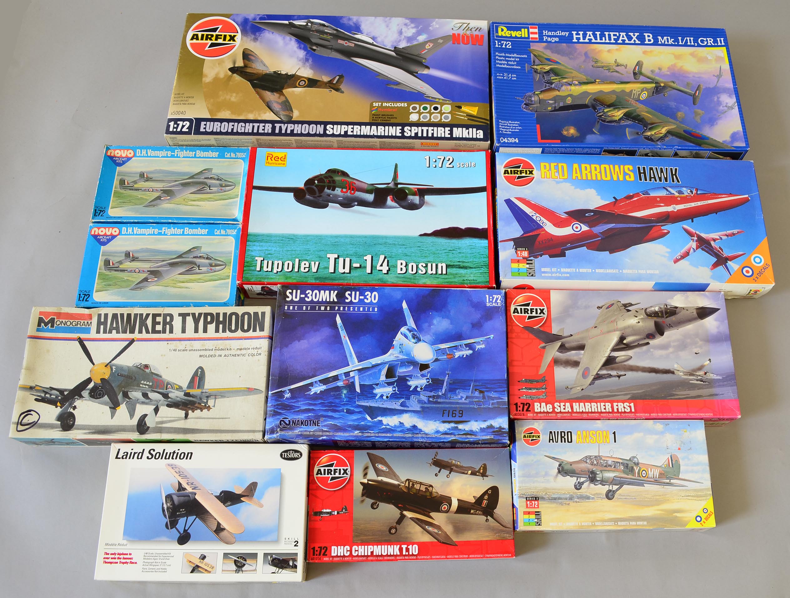 12 x plastic model kits, all aircraft, by Airfix, Novo and similar. All boxed, unstarted and appear
