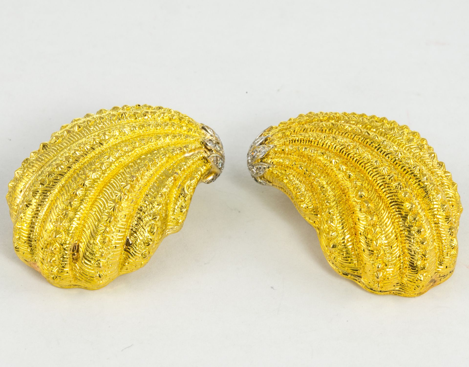 CARTIER - 1980s sea urchin diamond earrings, marked Cartier Italy 18K, 36mm x 25mm, gross weight