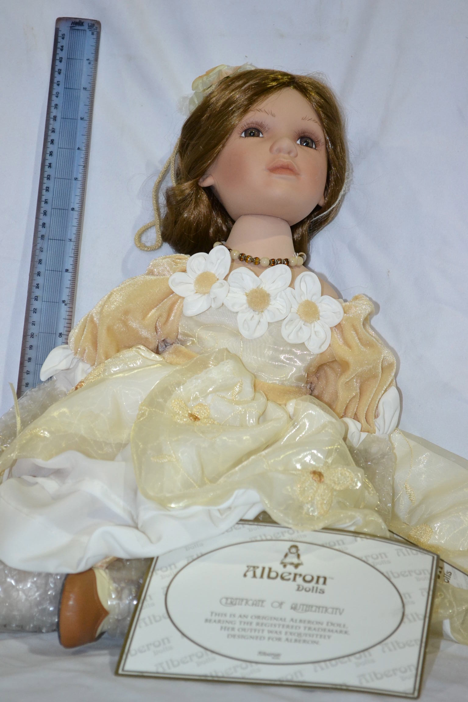 Alberon Porcelain Doll - Sitting - Emily - Doll As New/Box Worn