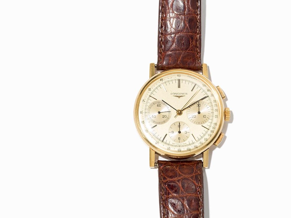 Longines Gold Chronograph, Ref. 3614, Switzerland, Around 1960  Longines gold chronograph, ref. 3614 - Image 2 of 11