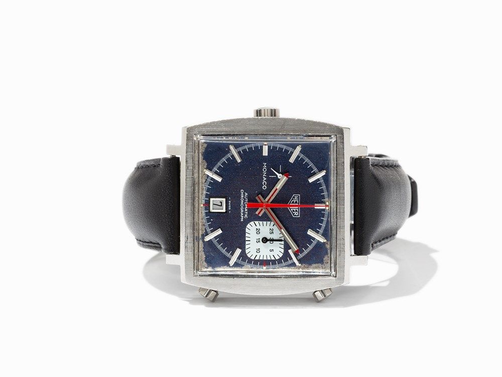 Heuer Steve McQueen Monaco Chronograph, Around 1975  Heuer Steve McQueen Monaco chronograph, ref.