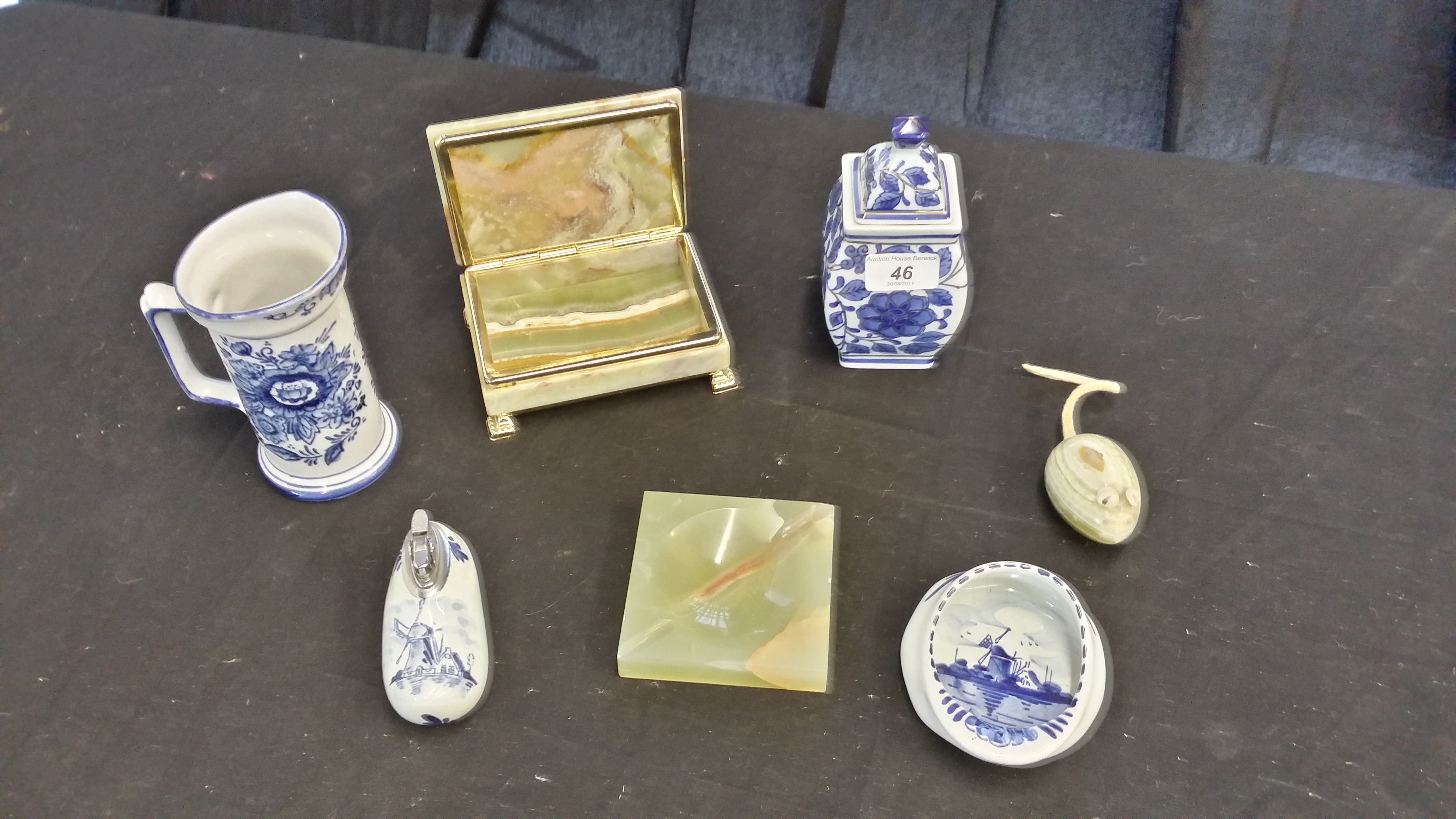 Some Delft ware and some onyx ornaments.