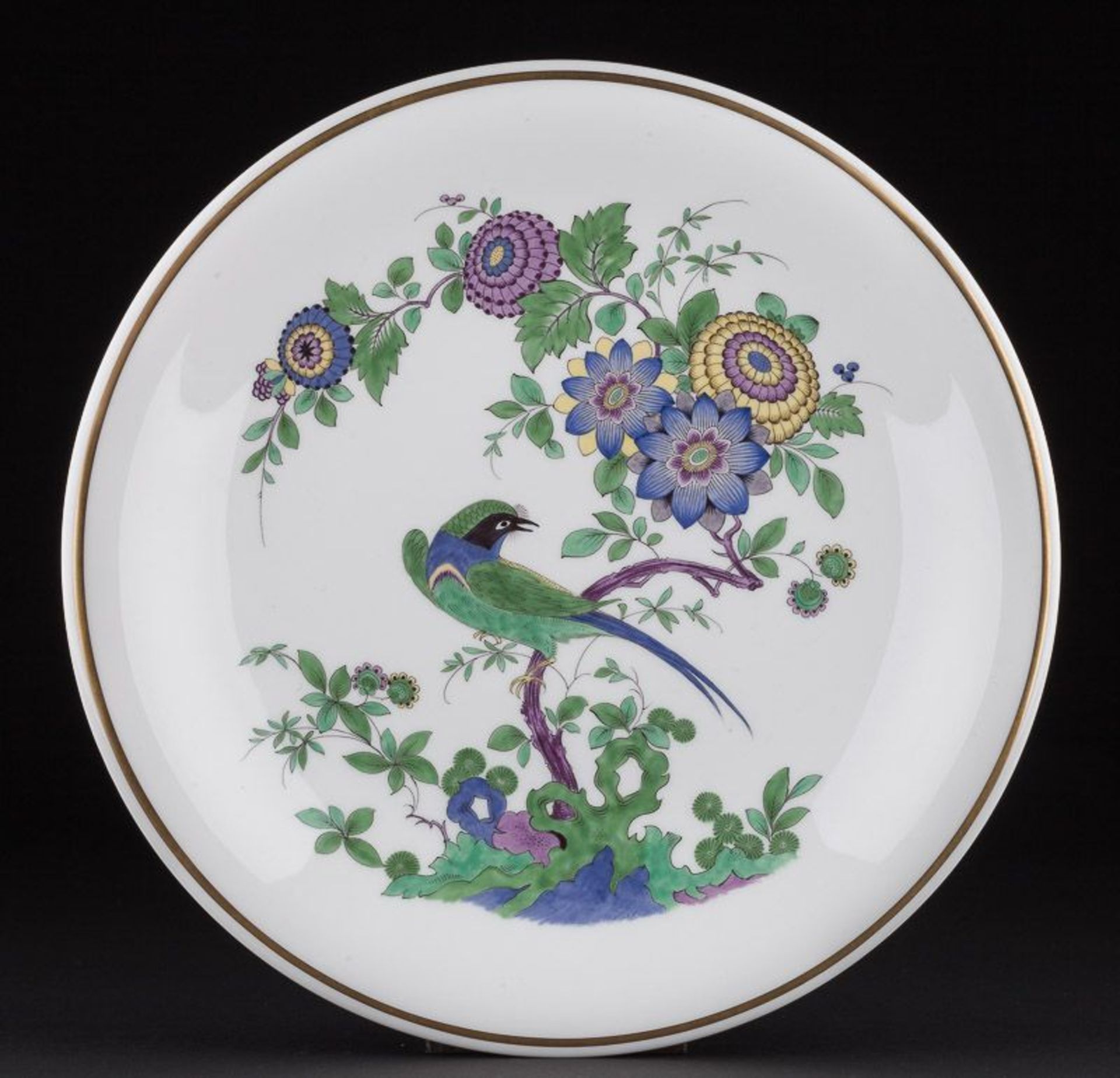 Wandteller Meissen 20. Jhd. - Wall Plate Meissen 20th Century  Dekor polychrom im Stil der