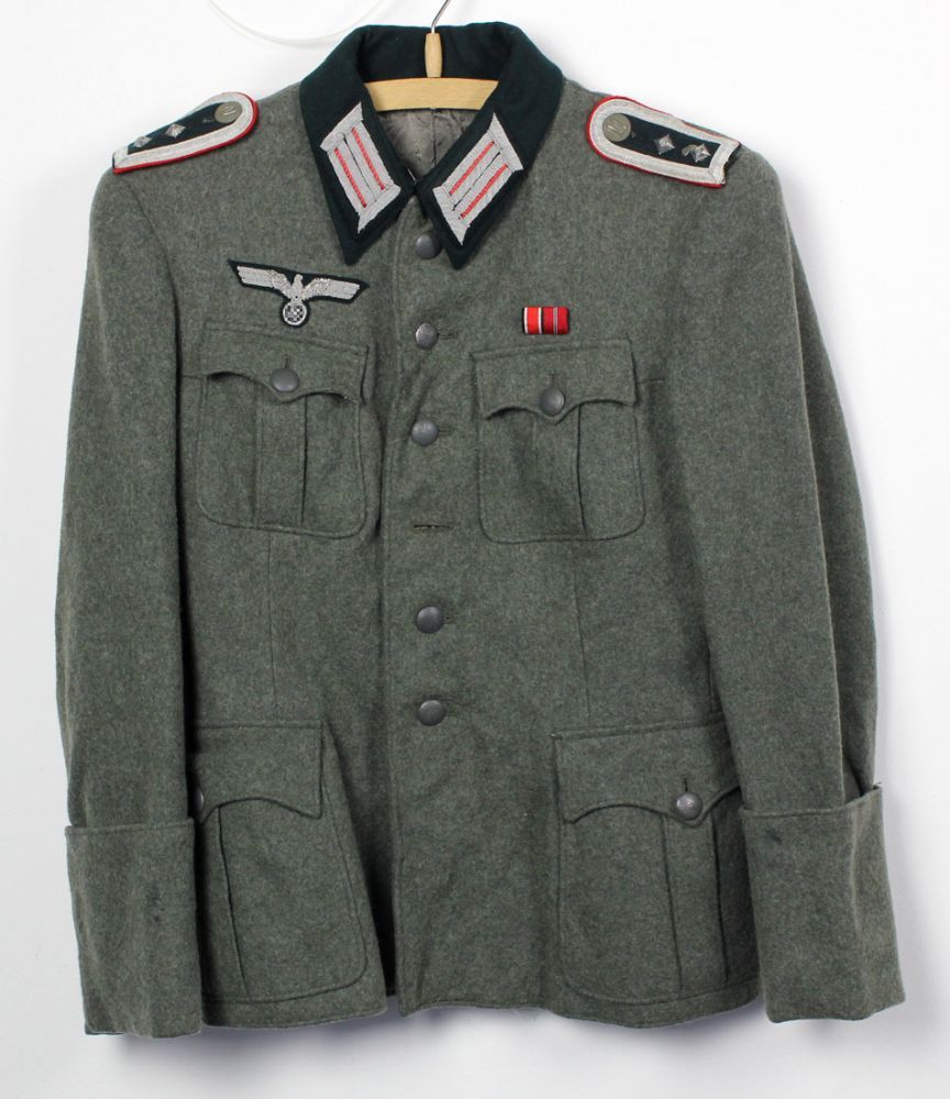 Uniformrock Artillerie Oberfähnrich Wehrmacht 1943  Uniformrock aus schilfgrünem Tuch, mit