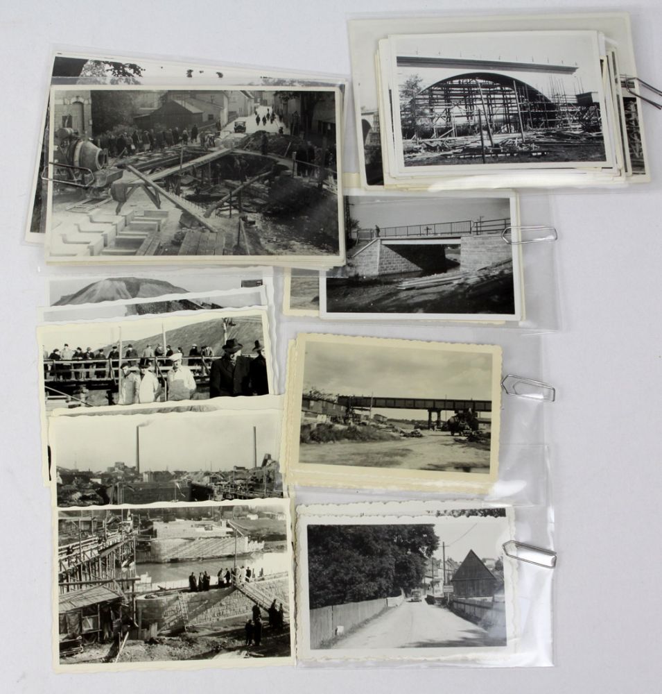 Konvolut Brückenbau - Fotos 50er Jahre  Posten von 80 SW-Fotos Brückenbau im Erzgebirge aus den 50er