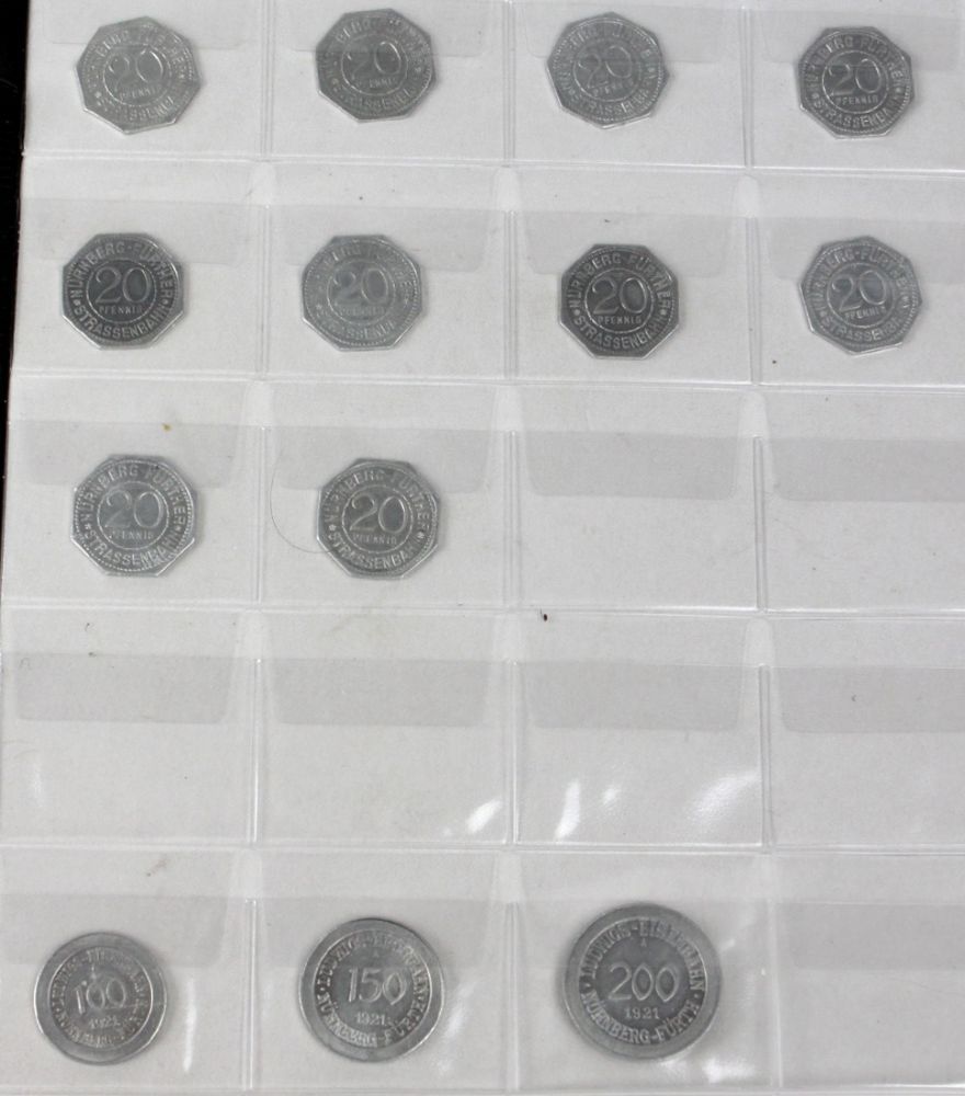 Nürnberg Fürther Straßenbahn Geld  Aluminium in oktogonal geeckter Form, 10 x 20 Pfennig mit