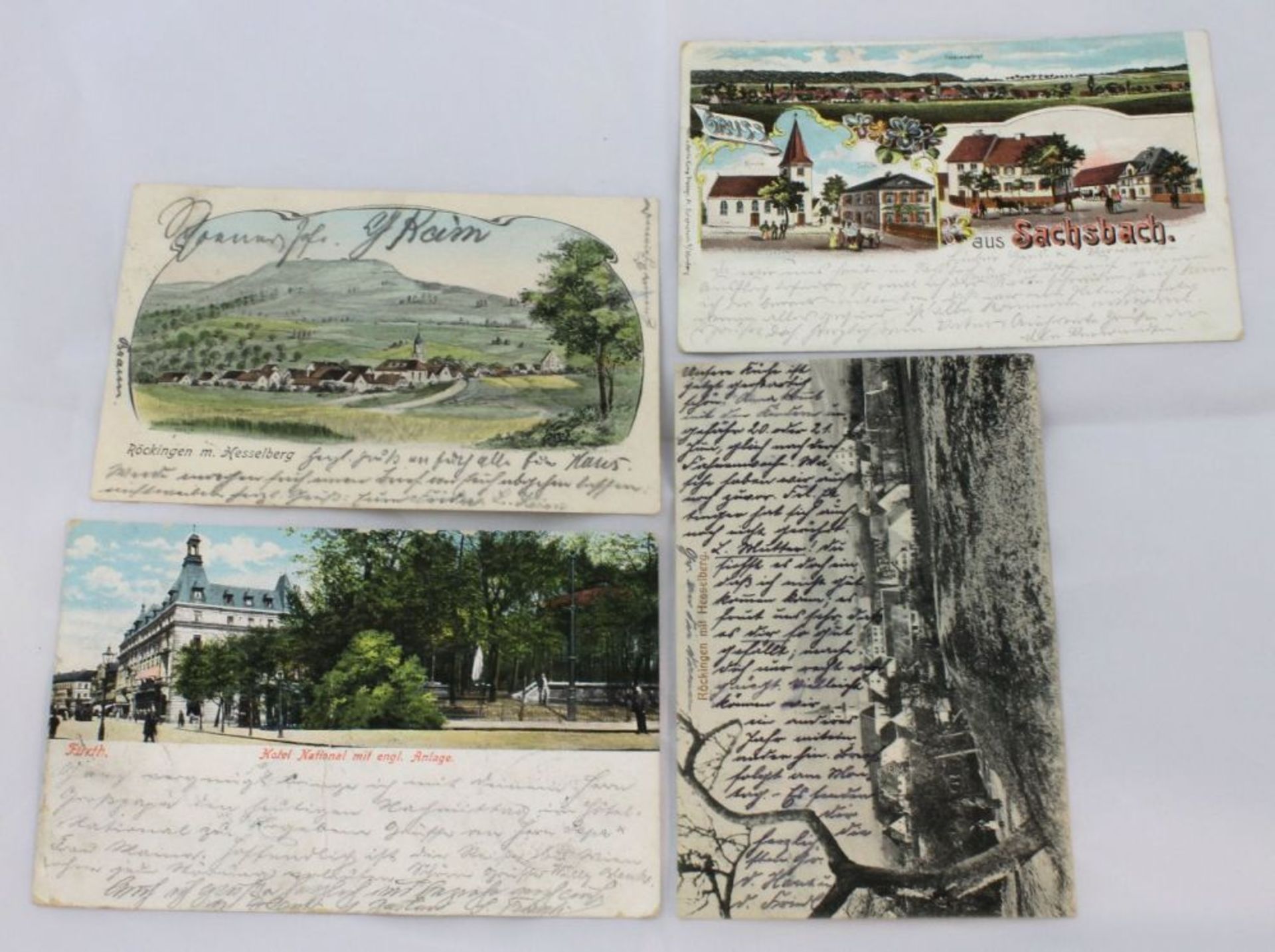 Postkarten um 1900  Teilweise koloriert, Fürth, Röckingen, Sachsbach.