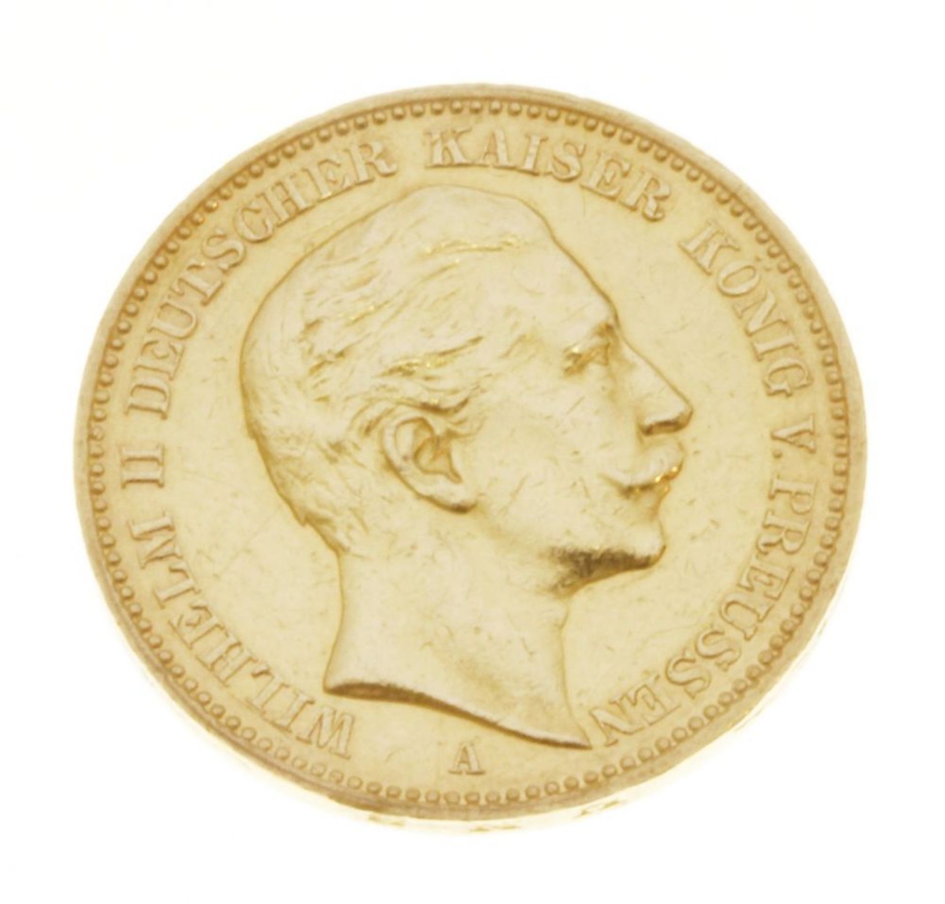 Goldmünze Wilhelm II 20 Mark  900er Gold, Ausgabejahr 1904, Münzprägestette A, 8 gr..