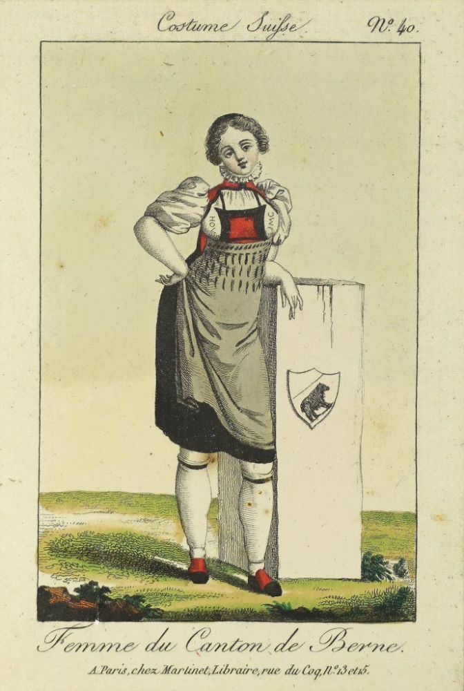 Schweizer Tracht: "Femme du Canton de Berne".  Farbradierung bei Martinet Paris, frühes 19. Jh.