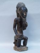 Baule Male Spirit Spouse Figure ''blolo bian'' - Ivory Coast, Baule region, hardwood,stained,