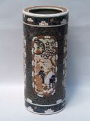 Large Cylinder Vase - China 20th century, Yi Tong-Shape, multi-colour glazed ceramic, raised