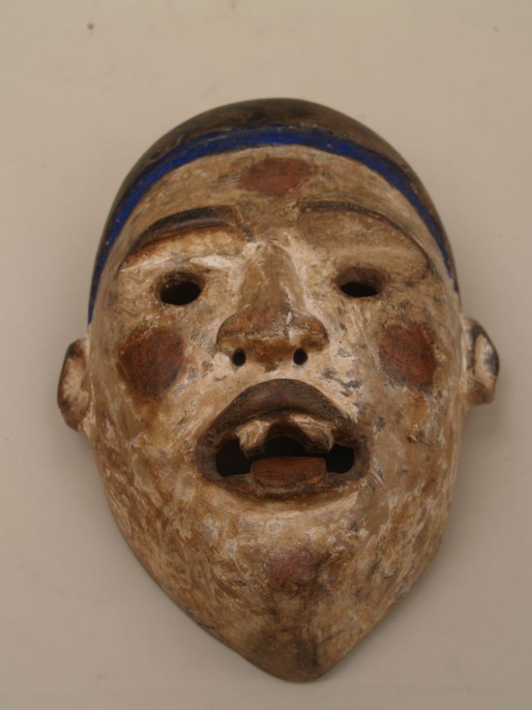 Wooden Mask - Luba?, Central Africa, Congo region, wood, circular openings for eyes, open mouth with