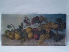 Molitor, Francis (1857-1929) - Fruit still life on stone parapet,  oil on canvas, signed lower left,