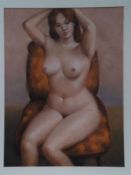 Unknown 20th century. - Female Nude, pastel, signed lower right illegibly, approx 52x40cm, in PP