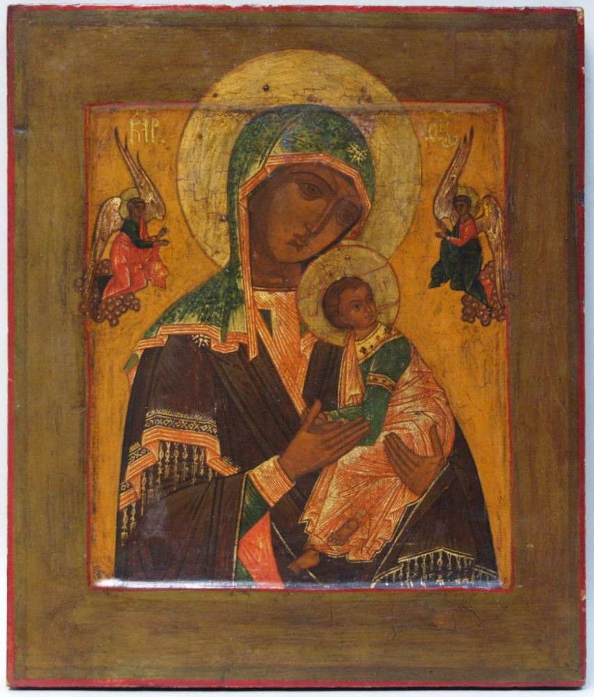 Icon - Russia, 19th century, egg tempera on chalk ground, Kovcheg, icon of the Mother of God of