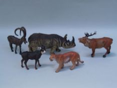 Mixed Lot:  5 mass figures - various wild animals, unmarked, painted, used,partly chipped, various