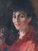 Unknown 20th century. - Portrait of a Woman, oil / cardboard, signed CK .. bottom right?. approx