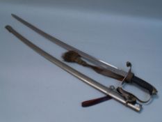 Broadsword - Anf.20.Jh. fullers on both sides blade, handle, handle with shark skin and wire coil,
