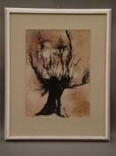 Unknown  -20th century - Willow Tree, mixed technique, c.29x21,5cm,mounted,framed under glass