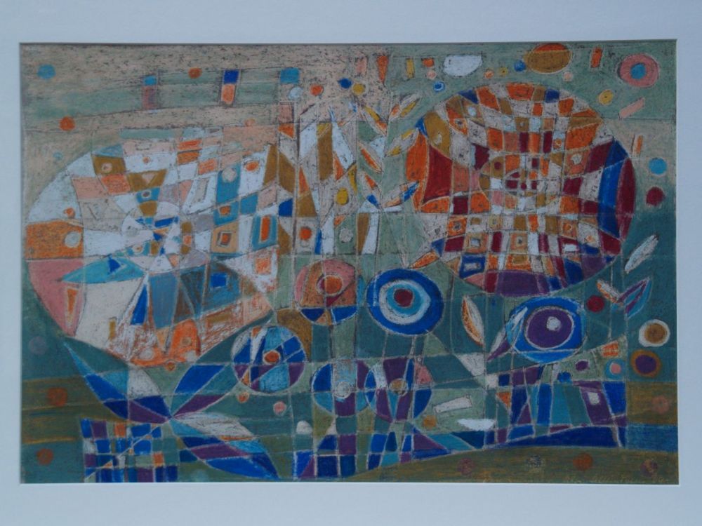 Unknown - Geometric color composition,mixed technique,signed lower right and dated 69, c.41x61cm,