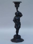 Miner Candle Stick  - Berliner Eisen/Berlin Iron, mid 19th century, a black patinated cast iron