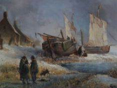 Meijer, Johan Hendrik Louis 1809-1866 - Winter landscape on the Dutch coast, oil / canvas, signed