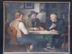 Wagner-Höhenberg, Josef 1870-1939 ''Playing cards in the room'', oil / canvas, signed lower right,