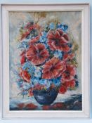 Heinrich ..-2nd half of 20th century - Flower still life, oil / plate, signed lower right, c.