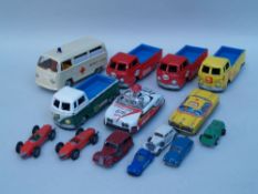 Mixed Lot Tin/Metall Toy Cars - 14 pcs,various models and conditions,used,worn,various sizes:H: up