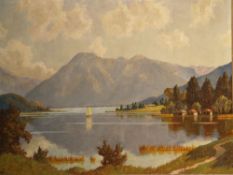 Niemann, Gottfried Berlin 1882-1956 Wustrow - The Tegernsee, Oil / canvas, signed, verso inscribed