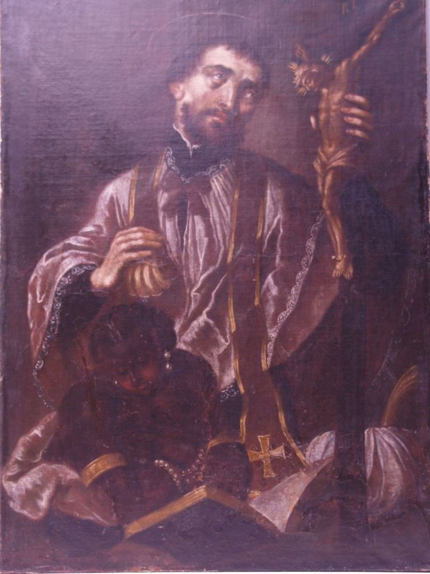 Anonymous -18th century- St. Francis Xavier, oil on canvas, relined, ca.108x72cm, unframed, slight