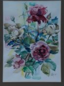 Unknown 20th century - Rose still life, watercolor on paper, signed lower right and dat.88, c.