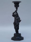 Miner Candle Stick  - Berliner Eisen/Berlin Iron, mid 19th century, a black patinated cast iron
