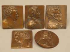 Stiasny, Franz 1881-1941 - 5 composer bronze medals : Bach, Beethoven, Mozart, Schubert,Wagner ,