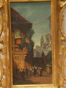 Copyist - The Serenade, copy after Carl Spitzweg, oil on wood, ca.30,5x15,5cm, pierced wooden