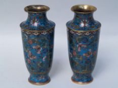 Pair of cloisonné vase - China, 19-20th Century, multi-colour cloisonné enamel,elaborate