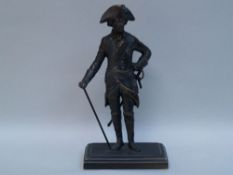 Frederick the Great, King of Prussia - full round dipiction of the king standing with a stick in his