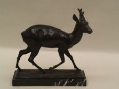Büschelberger, Anton 1869-1934 - Young buck, Bronze, signed in the base, stone base, 23cm H.