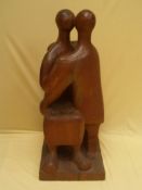 Berger, Günther * 1929 - couple, sitting, monolithic wooden sculpture, approx 118x47x70cm, 1960,