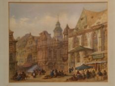 Schäfer, H.T. - The Liebfrauenberg in Frankfurt am Main, watercolor on paper, signed lower right and