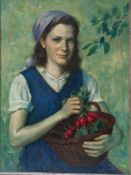 Rezes-Molnár, Lajos (1896-1989) - Girl with radish basket, oil on canvas, signed lower right R.
