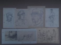 Runze, Wilhelm (1887-Frankfurt-1973) - 19 soldier drawings (WWII), pencil/crayon, signed and dated