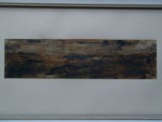 Unknown 1960 -composition, mixed media, unsigned, approx 15x60cm, framed  under glass    Starting