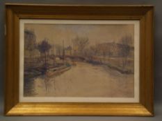 Moras, Walter 1856-Berlin-1925 - Canal in Berlin, watercolor, signed, approx 30x44cm, framed under