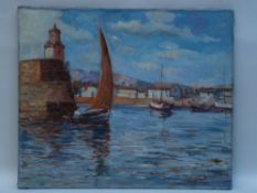 Grosz, August Ignatz 1847-1917 - Southern Harbour, Oil / canvas, signed, approx 50x60cm