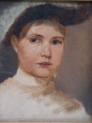 Anonym 1900 - Girl Portrait, Oil / canvas / board, approx 24x20cm , framed under glass    Starting