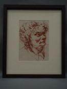 Meidner, Ludwig (1884-1966) - Two drawings, head / monk, red chalk or charcoal drawing on tinted