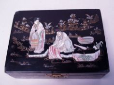 Jewellery Box - China, 20th century,wood,lacquer,parcel-gilt, rectangular body with hinged lid,
