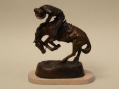 Remington,Frederic(1861-1909,after) - ''Rattlesnake'',cast bronze with brown patina mounted on a